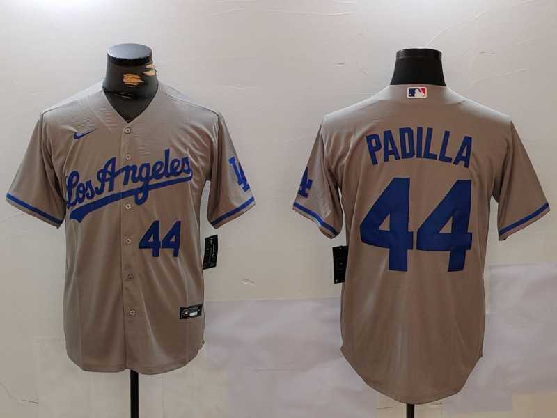 Men%27s Los Angeles Dodgers #44 Vicente Padilla Number Grey With los Cool Base Stitched Jerseys->los angeles dodgers->MLB Jersey